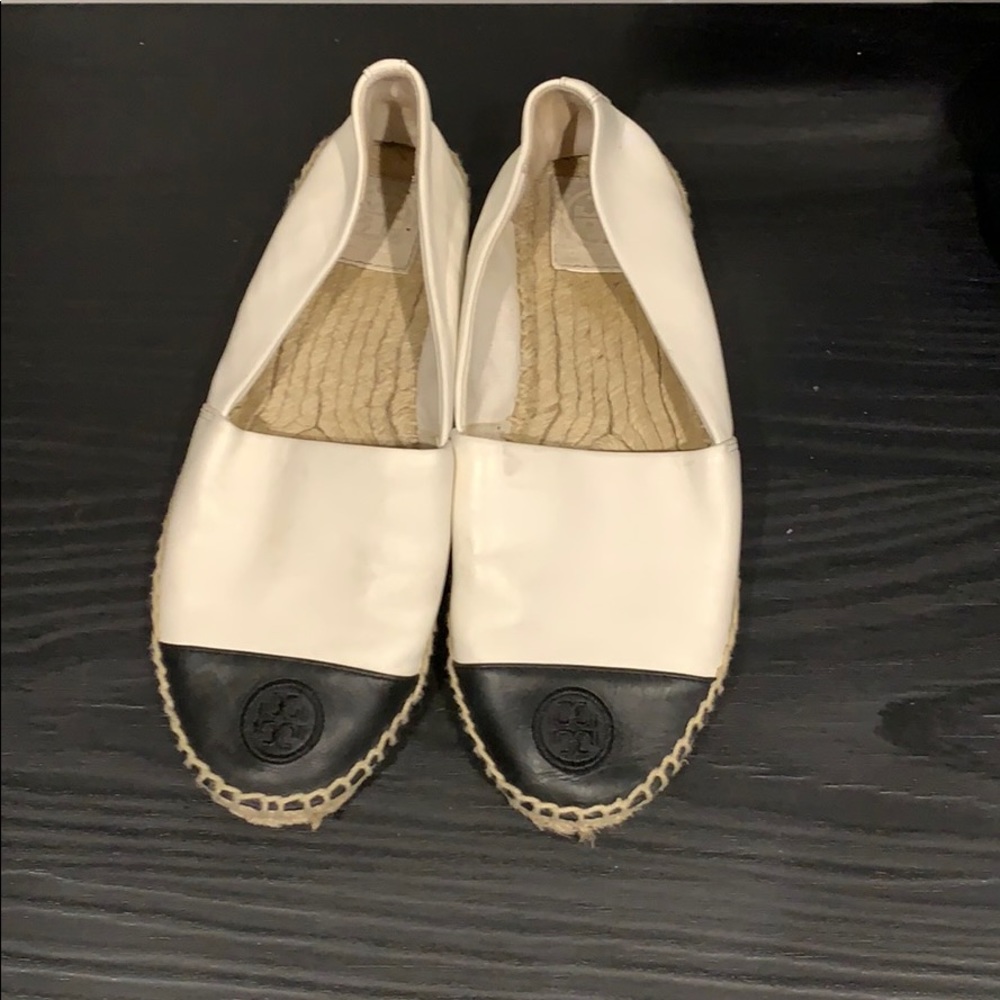 Tory Burch Black and White leather Espadrilles